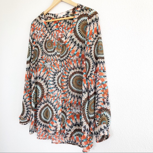 Dani Collection Colorful Patterned Top Sz Large - Picture 2 of 8